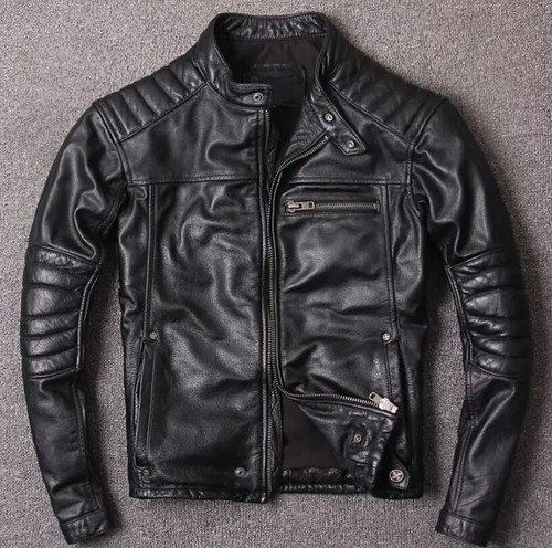 Men leather jacket - leather,