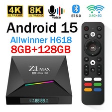 Z1 Max Android 15 Tv Box 8GB RAM 128GB ROM UU Plug HDMI Quad Core Android TV UK