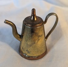 Vintage Miniature Brass And Copper Plated Coffee Pot 5.5cm Tall