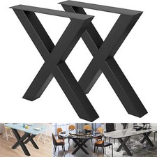 Set of 2 Industrial Metal Steel Legs Table Desk Bench Robust X Cross Frame Legs