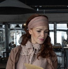 Les Ours cache col CUNEGONDE Rose laine & Collier en voile de coton Fleurs Roses