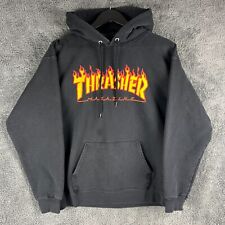Thrasher Hoodie Mens Small Black Yellow Skateboard Magazine Spell Out Skater Y2K