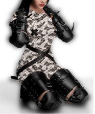 Real Black Leather Bondage Armbinder & Leg Binder Restraints Cuff Pet Crawler