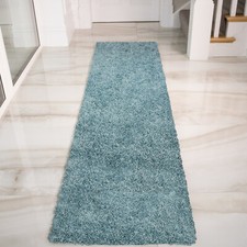 New Fluffy Duck Egg Coastal Blue Shaggy Rug Soft Thick For Bedroom Living Room