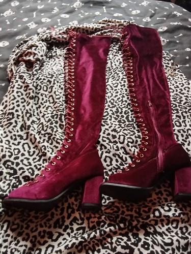 Women burgundy thigh high - women’s, thigh-high