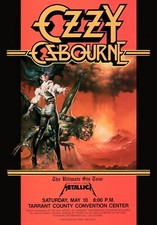 Ozzy Osbourne, Metallica 1986 Fort Worth, TX Concert Poster A4-A3-A2 Sizes