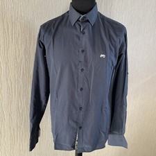 Moods of Norway Mens Shirt UK M 39 / 40 Long Sleeve Blue stripes Shirt Tractor