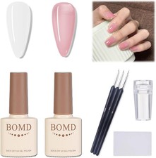 French Manicure Kit - White & French Tip Gel Nail Polish Set with Stamp &3 Nail 