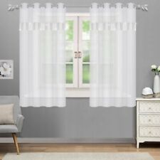 PAIR READY MADE NET CURTAINS Diamante Sparkle JEWEL VOILE EYELET