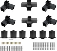 4x4'' Pergola Brackets Kit 3&4-Way Right Angle Corner Bracket Kit + 6x Post Base