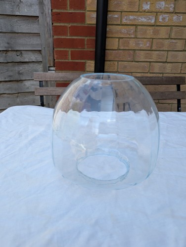 Ribbed glass globe oil lamp - glass,