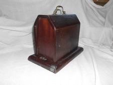 ANTIQUE MAHOGANY COFFIN SHAPE MINIATURE SEWING MACHINE CASE ~ LID + BASE