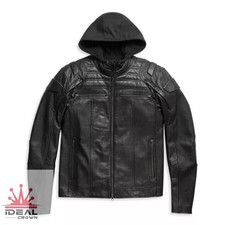 HD Men's Auroral II 3-in-1 Leather Jacket with Removable Hood Leather jacket