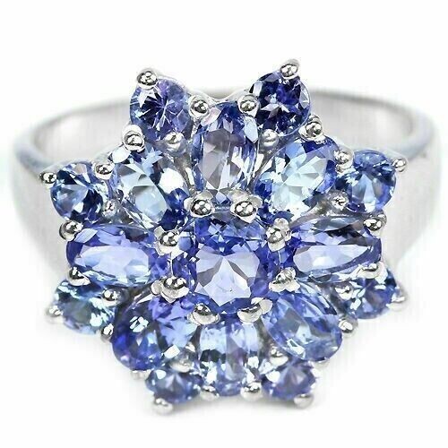 Silver ring tanzanite genuine - ring,