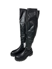 ❤️YOURS Limited Collection Thigh High Boots Women's UK Size 6 Black Zip Up