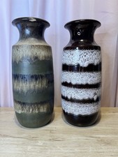 2 x West German Pottery Floor Vases Scheurich Keramik 1970s Large 41cm 16"