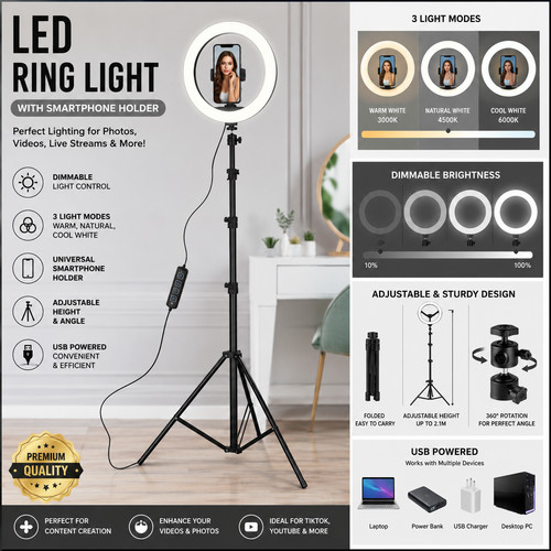 Led ring light with stand - led,