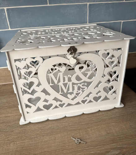 White wooden wedding card box - wedding,