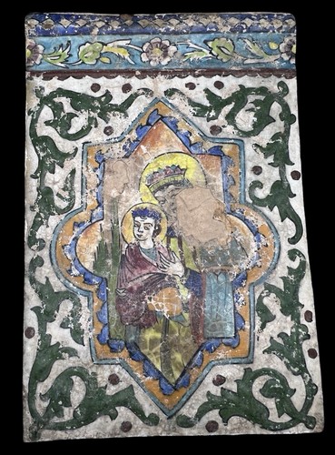 Large qajar glazed ceramic - large,