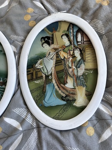 Chinese reverse painted oval - reverse,