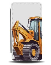 Yellow Digger Tractor Flip Wallet Case Diggers Construction Car Cars Site DP95