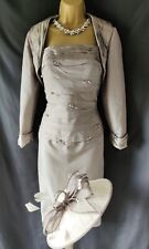 Sz 10 Ian Stuart Mother of the Bride Mink Dress & Jacket Inc Matching Fascinator