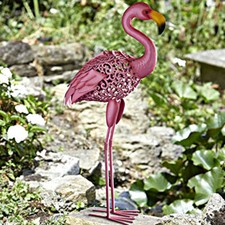Solar Powered Pink Flamingo Garden Ornament Outdoor Silhouette Light Decor