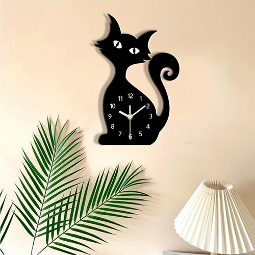 Wall clock with cat - cat, motif