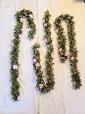 3Pcs 65"  Artificial Pink Rose Chain Flower Vine Hanging Garland Floral Decor