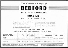 Bedford Van, Truck & Bus Prices & Options 1954-1955 UK Market Foldout Brochure
