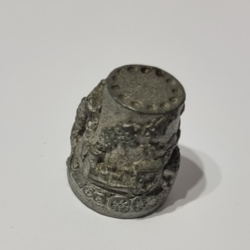 Vintage pewter thimble with - thimble,