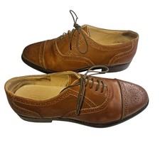 Men's SAMUEL WINDSOR Premium HANDMADE Brown Leather BROGUE Shoes UK Size 9.5