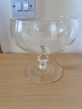 Rayware Fine Cut Glass Compote Grape Leaf Design Vintage stemmed dessert bowl