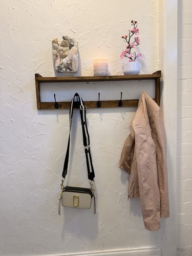 Wooden coat rack with shelf - wooden,