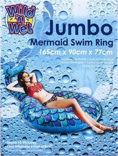 Giant Inflatable Mermaid Tail Jumbo Swim Ring Pool Float Lilo Adults Kids beach