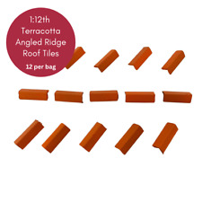 Dolls House 1:12th Scale 12 x Miniature Model Angled Ridge Roof Tiles Terracotta