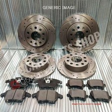 FOR VW SCIROCCO R MK3 DRILLED & GROOVED FRONT REAR BRAKE DISCS & BRAKE PADS NEW