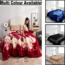 Heavy Weight 2Ply Reversible Blanket Super Soft Comforter Bed Throw King Size UK