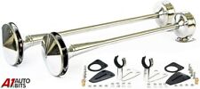 24V Air Horn 2 Chrome Horn Trumpet For  Man Daf Scania HGV Truck Lorry E Mark