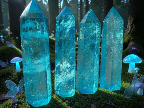 Blue aqua quartz - blue, crystal
