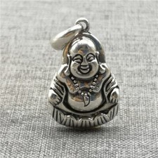 925 Sterling Silver Smile Smiley Happy Buddha Pendant for Necklace