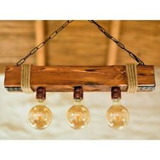 NERO-Wooden Ceiling Light  With Rope Handmade Solid Rustic Chandelier Pendant