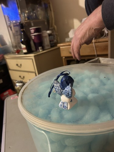 Blue and white pottery angel - and.,