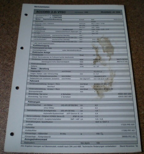 Inspection sheet honda accord - inspection,