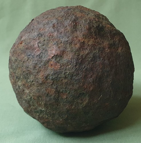 Early iron cannonball 5lb - ,