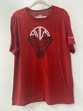 And1 Shirt Men's Extra Large Red Solid Short Sleeve Basketball Hoop Logo