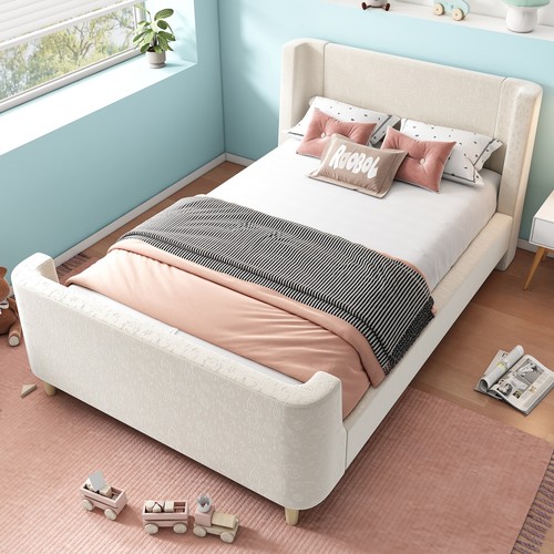 3ft single upholstered sleigh - single,