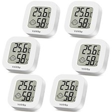 6Pack Room Thermometer Vaikby, Indoor Thermometer Hygrometer, Mini Digital