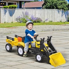 Pedal Go Kart Ride on Seat Excavator Trailer Dig Wheels Tyres -Yellow