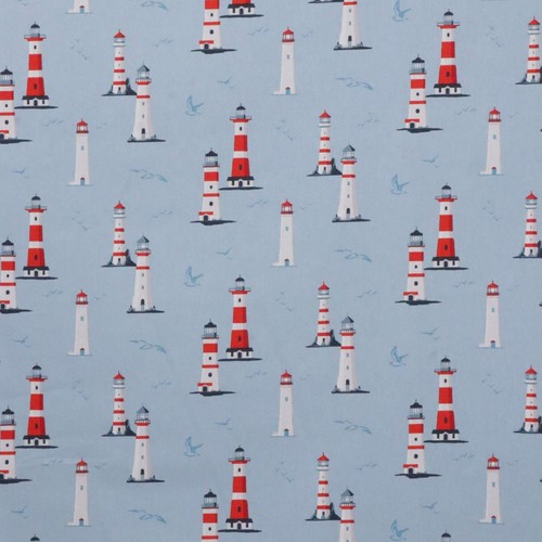Nash lighthouse fabric blue - lighthouse,